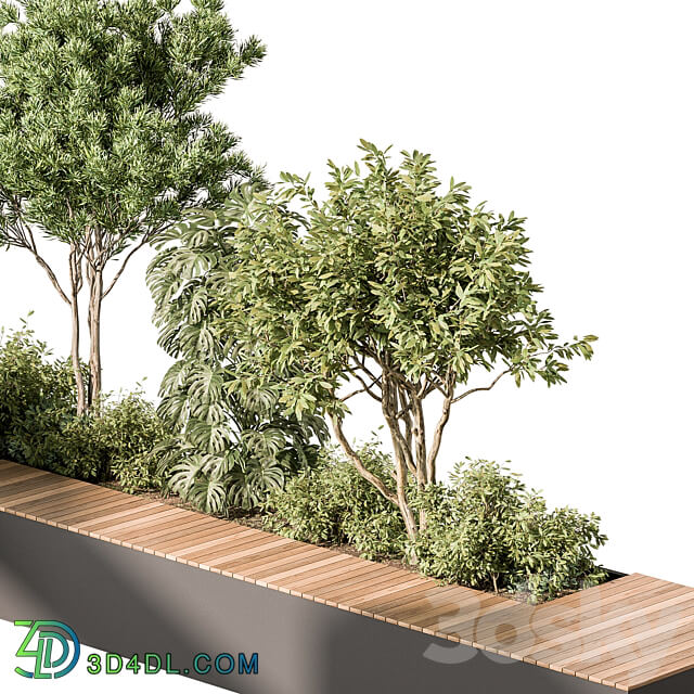 Urban Furniture Bench with Plants 52 3D Models