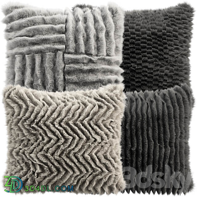 Fur pillow set 4 3D Models