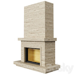 Fireplace insert Astov 12080 chamotte in travertine cladding 3D Models 