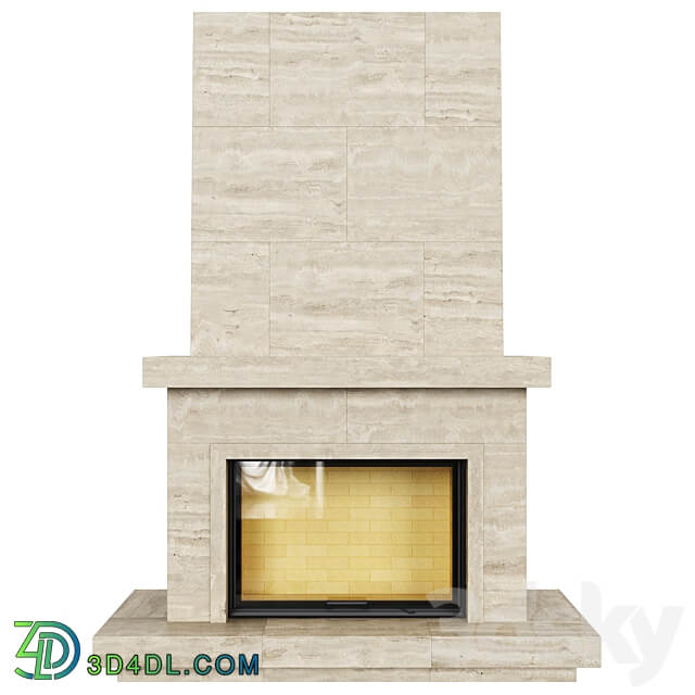 Fireplace insert Astov 12080 chamotte in travertine cladding 3D Models