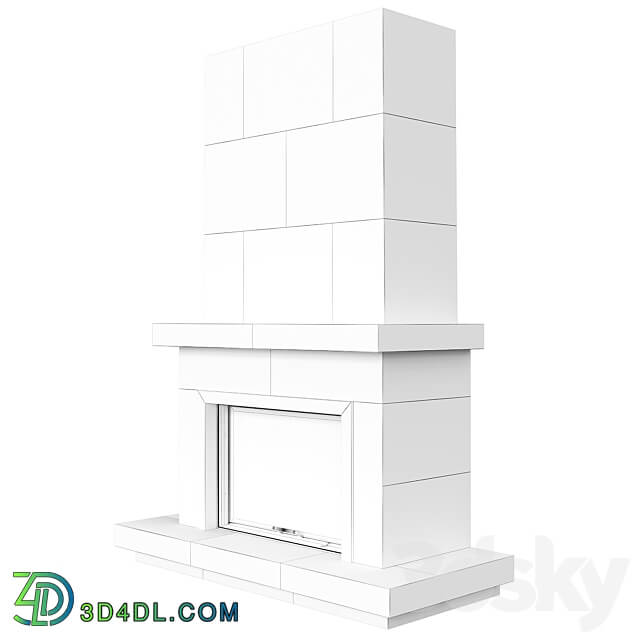 Fireplace insert Astov 12080 chamotte in travertine cladding 3D Models