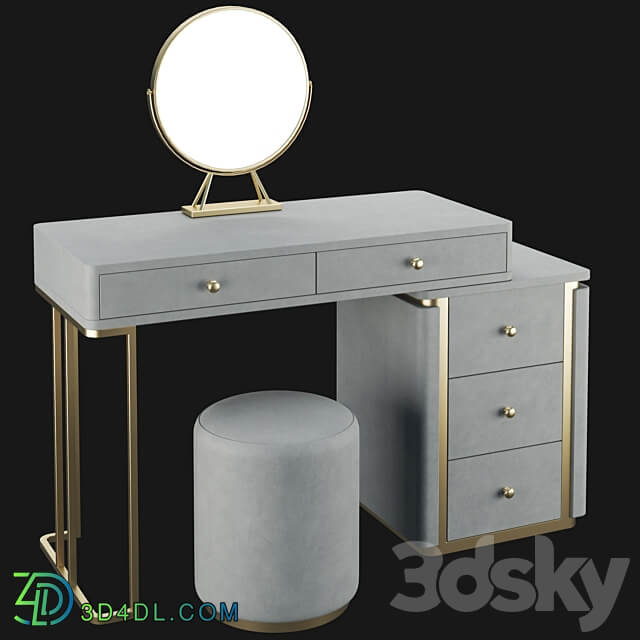 Homary Makeup Vanity Set Retracted 3D Models