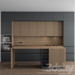 Kitchen Modern Gray and Wood 107 Kitchen 3D Models 