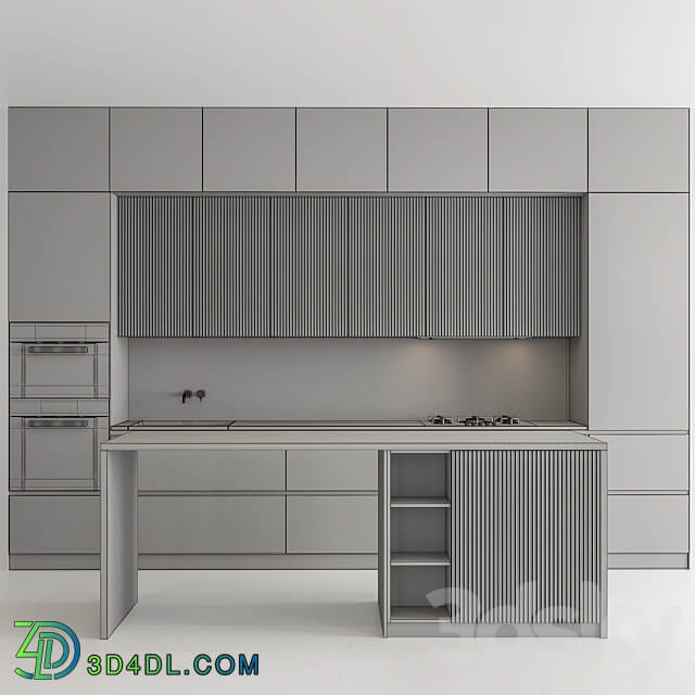 Kitchen Modern Gray and Wood 107 Kitchen 3D Models