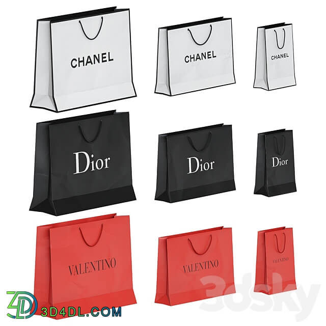 Set of Brand Shopping Bags 2 Other decorative objects 3D Models