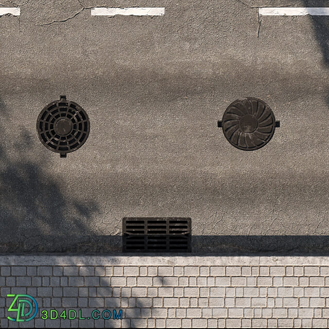 Broken road set1 Urban environment 3D Models