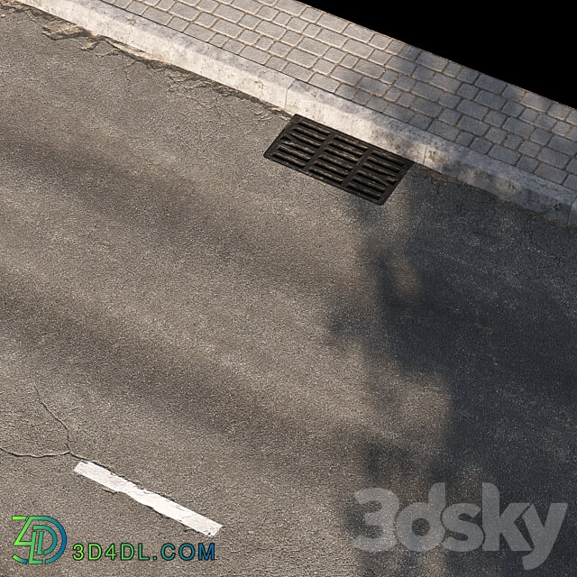 Broken road set1 Urban environment 3D Models