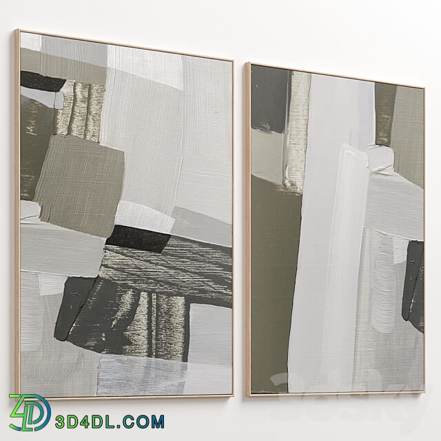 Large Mid Century Abstract Neutral Wall Art C 674 3D Models