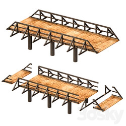 Wooden bridge over the river. Constructor Other 3D Models 