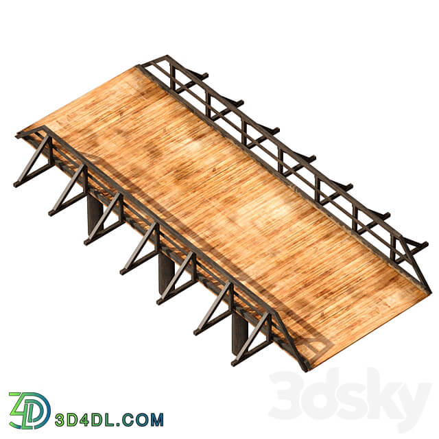 Wooden bridge over the river. Constructor Other 3D Models