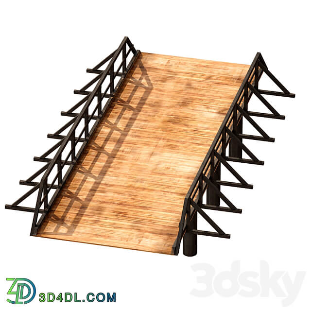 Wooden bridge over the river. Constructor Other 3D Models