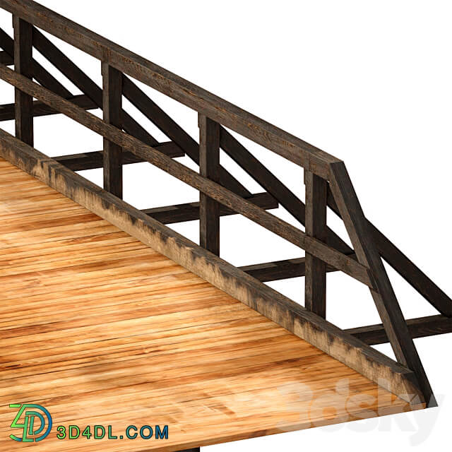 Wooden bridge over the river. Constructor Other 3D Models