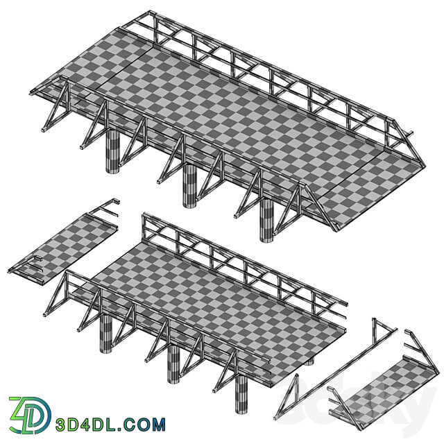 Wooden bridge over the river. Constructor Other 3D Models