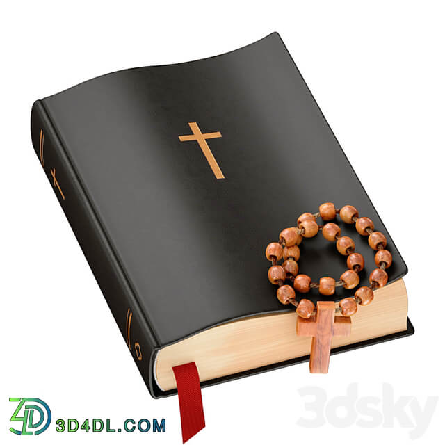 Bible Book Cross with rosary