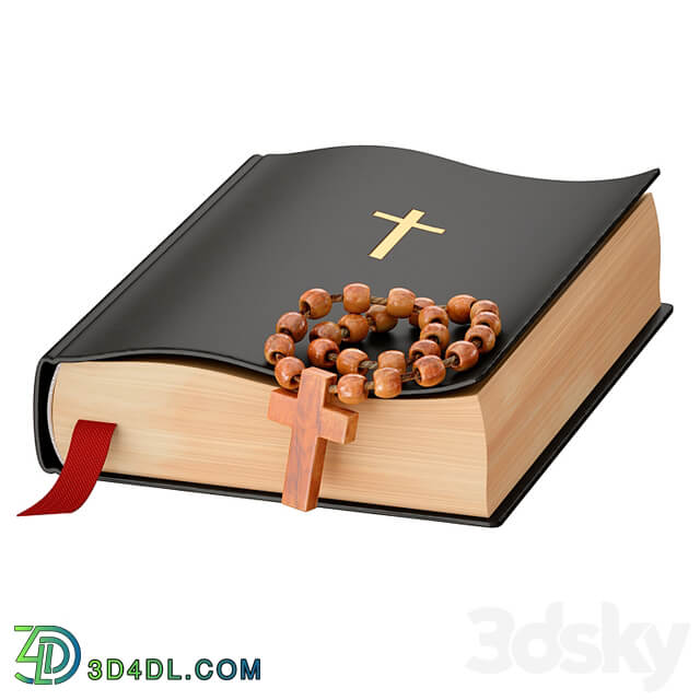 Bible Book Cross with rosary