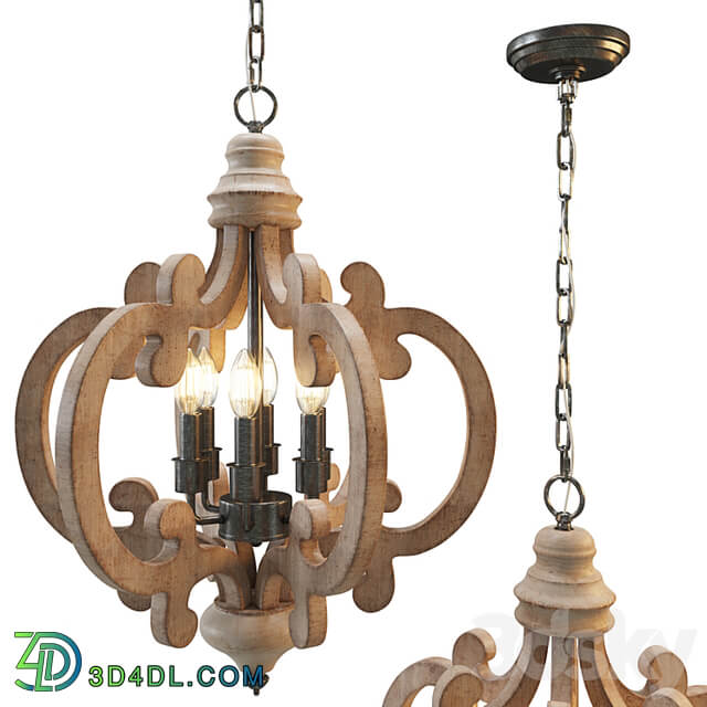 Oaks Aura modern 6 light rustic wood pendant chandelier