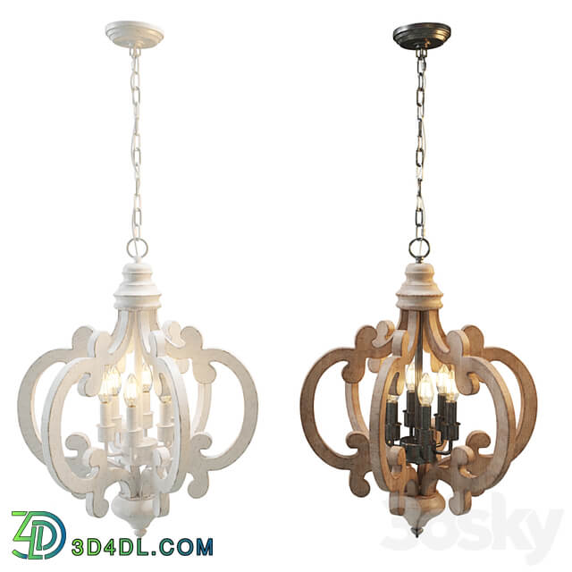 Oaks Aura modern 6 light rustic wood pendant chandelier