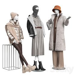 Set of outerwear on mannequins 