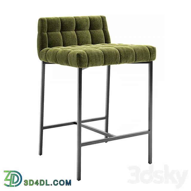 CB2 Gabe Pesto Tufted Low Back Counter Stool