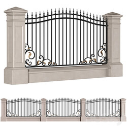 Classic style fence with wrought iron railing.Entrance Driveway Iron Gates 