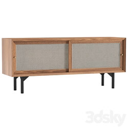 Cottage Natural TV Stand with Rattan Woven Doors 