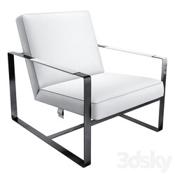 White Leather Accent Chair 