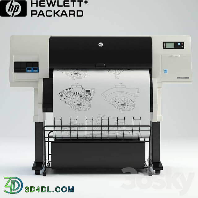 HP Designjet T7100 Printer plotter PC other electronics 3D Models