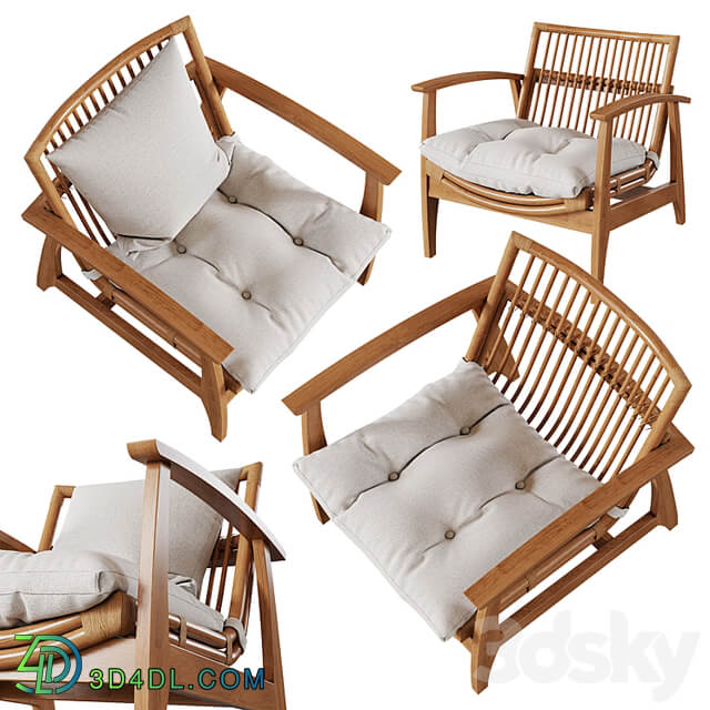 CB2 Noelie Rattan Lounge Chair with Cushion