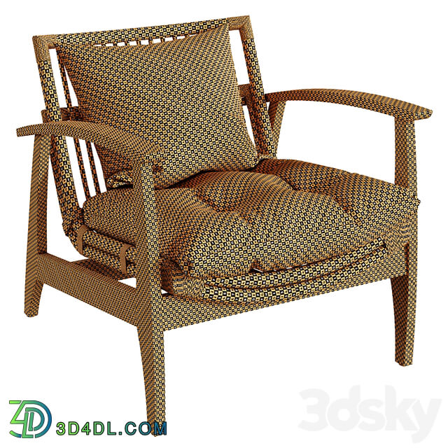 CB2 Noelie Rattan Lounge Chair with Cushion