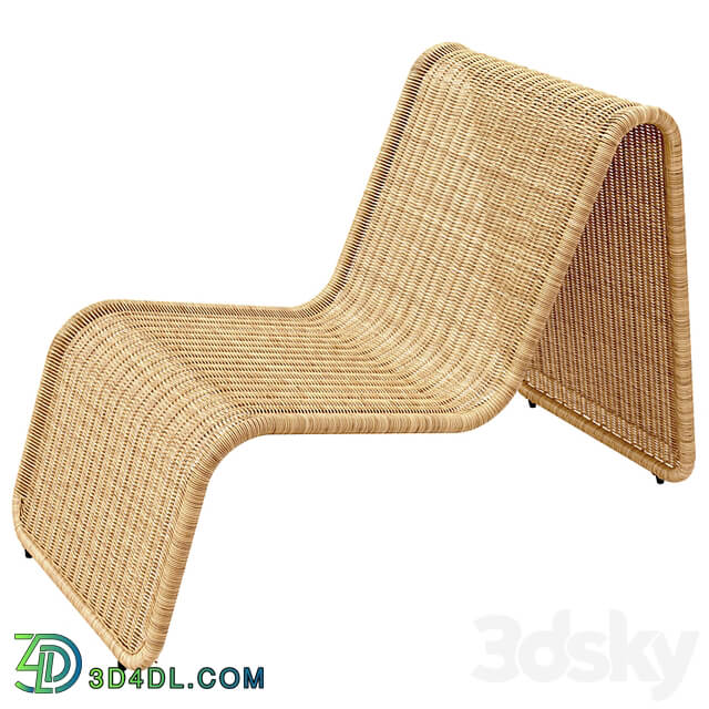 Tito Agnoli P3 lounge chair in cane Bonacina Italy