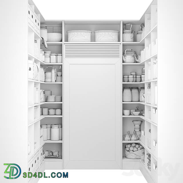 Pantry with spices, kitchen utensils