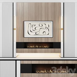 TV wall modular in modern style with decor 03 