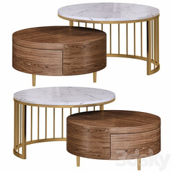 Whitewalnut round nesting coffee table by homary 