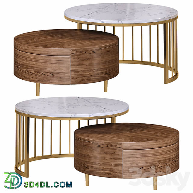 Whitewalnut round nesting coffee table by homary