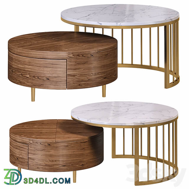 Whitewalnut round nesting coffee table by homary