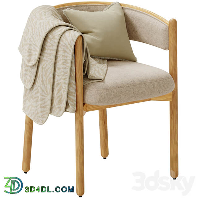 Dining chair in hevea and cotton, Natesse