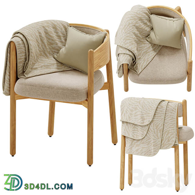 Dining chair in hevea and cotton, Natesse