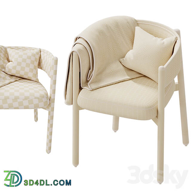 Dining chair in hevea and cotton, Natesse