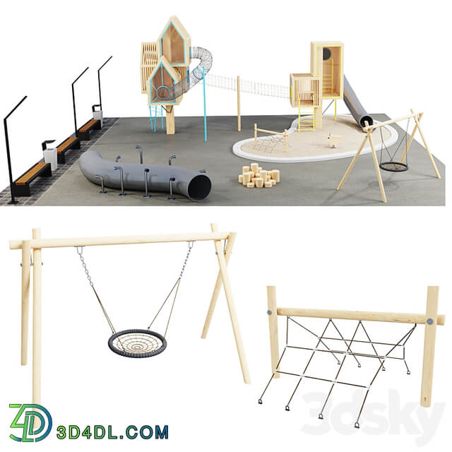 modern wooden playground
