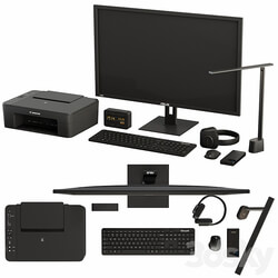 Black Desktop Accessory Set 01 