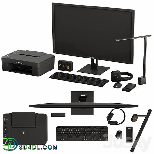 Black Desktop Accessory Set 01