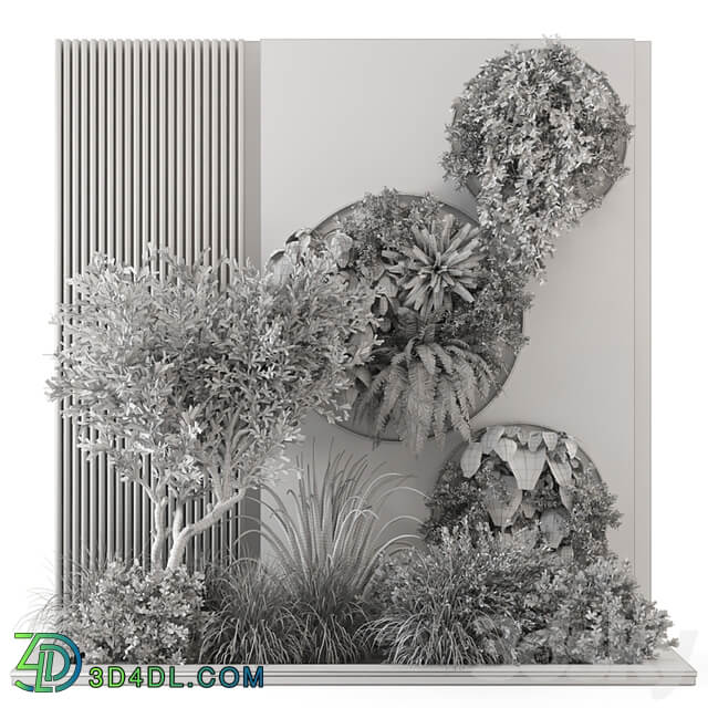 Indoor Wall Vertical Garden in Concrete Base Set 1357