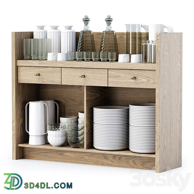 Mira restaurant cabinet with dishes V4 / Wooden sideboard with dishes