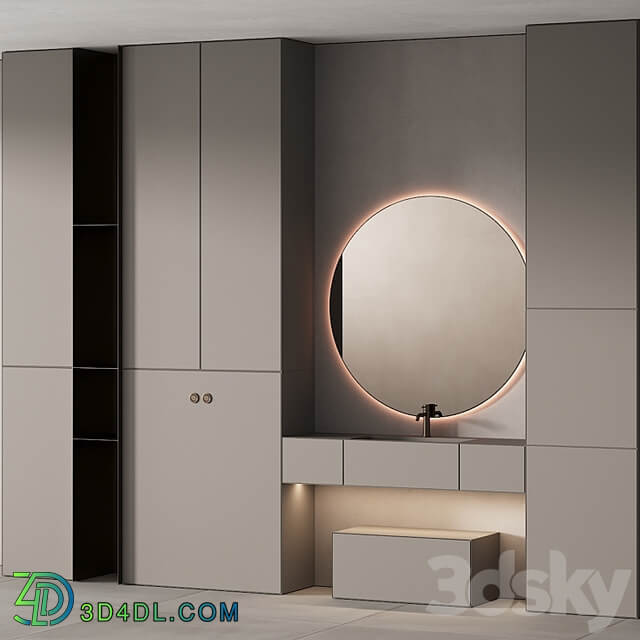 249 bathroom furniture 07 minimal modern round mirror