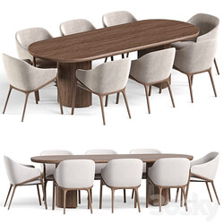 Angelcerda Chair Moon Table Dining Set 