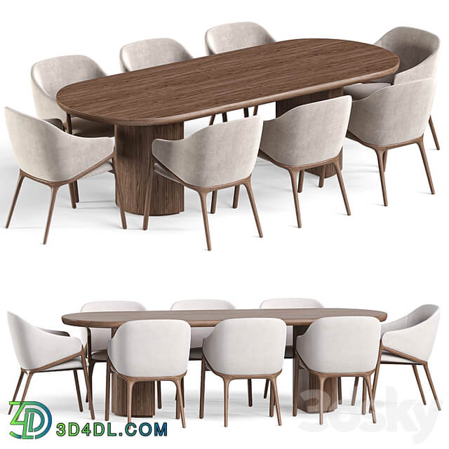 Angelcerda Chair Moon Table Dining Set