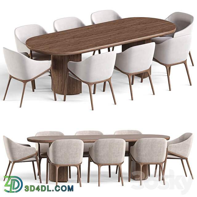 Angelcerda Chair Moon Table Dining Set