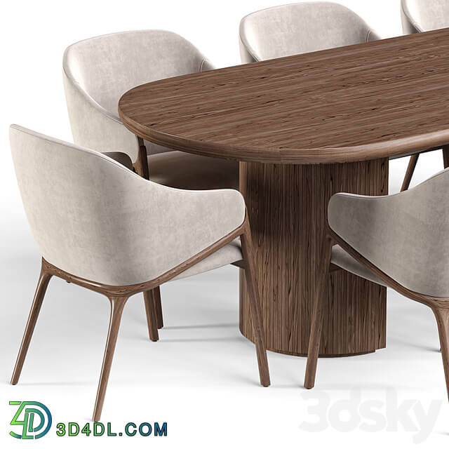 Angelcerda Chair Moon Table Dining Set