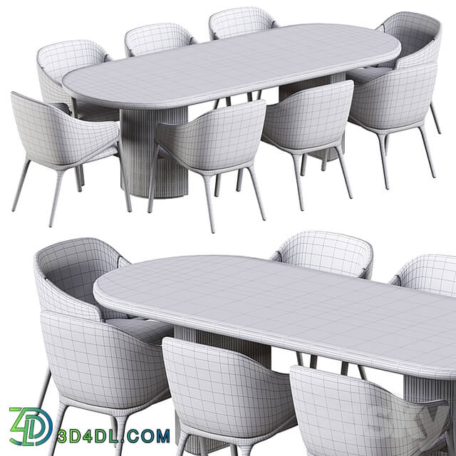 Angelcerda Chair Moon Table Dining Set