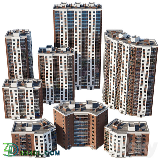 Set of multi storey buildings